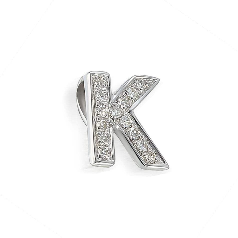 9ct White Gold Diamond Initial 'K' Necklace