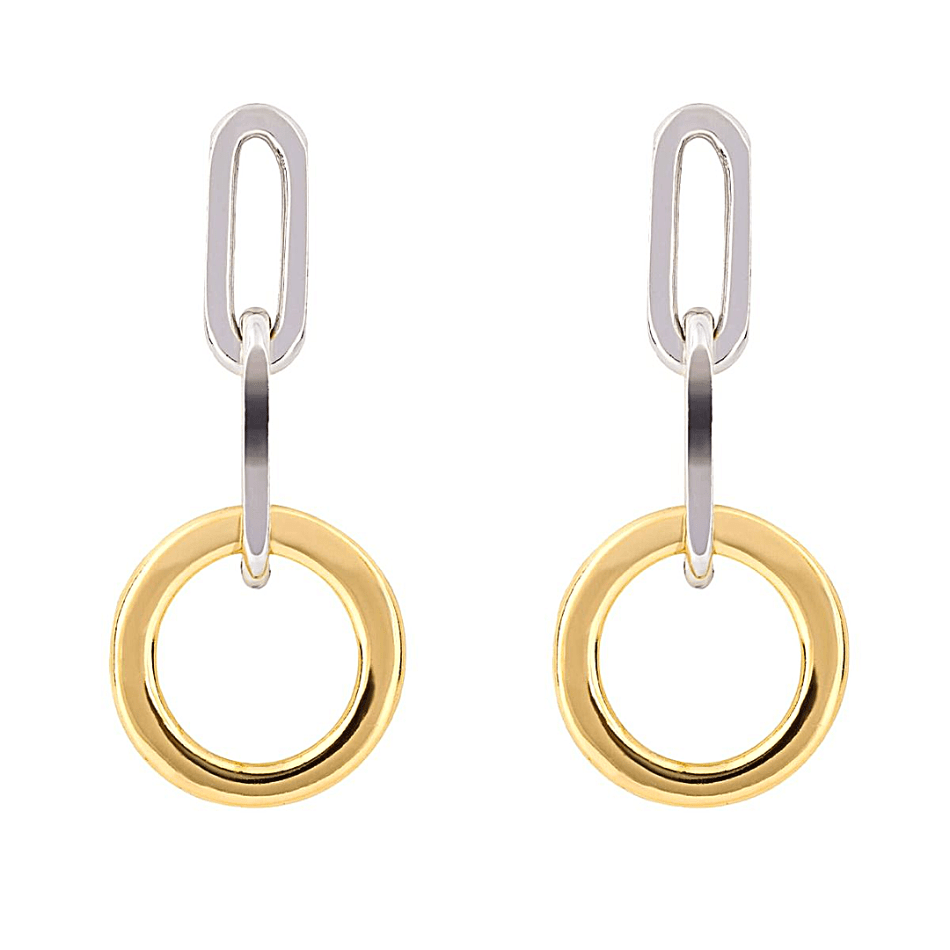 Fiorelli Silver & Yellow Gold Plated Open Circle Chain Link Drop Earrings