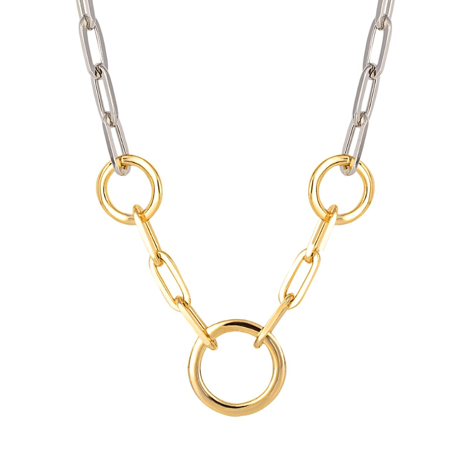 Fiorelli Silver & Yellow Gold Plated Open Circle Chain Link Necklace