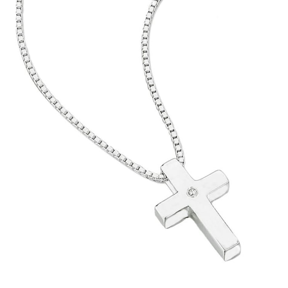 D For Diamond Children's Silver Cross Necklace