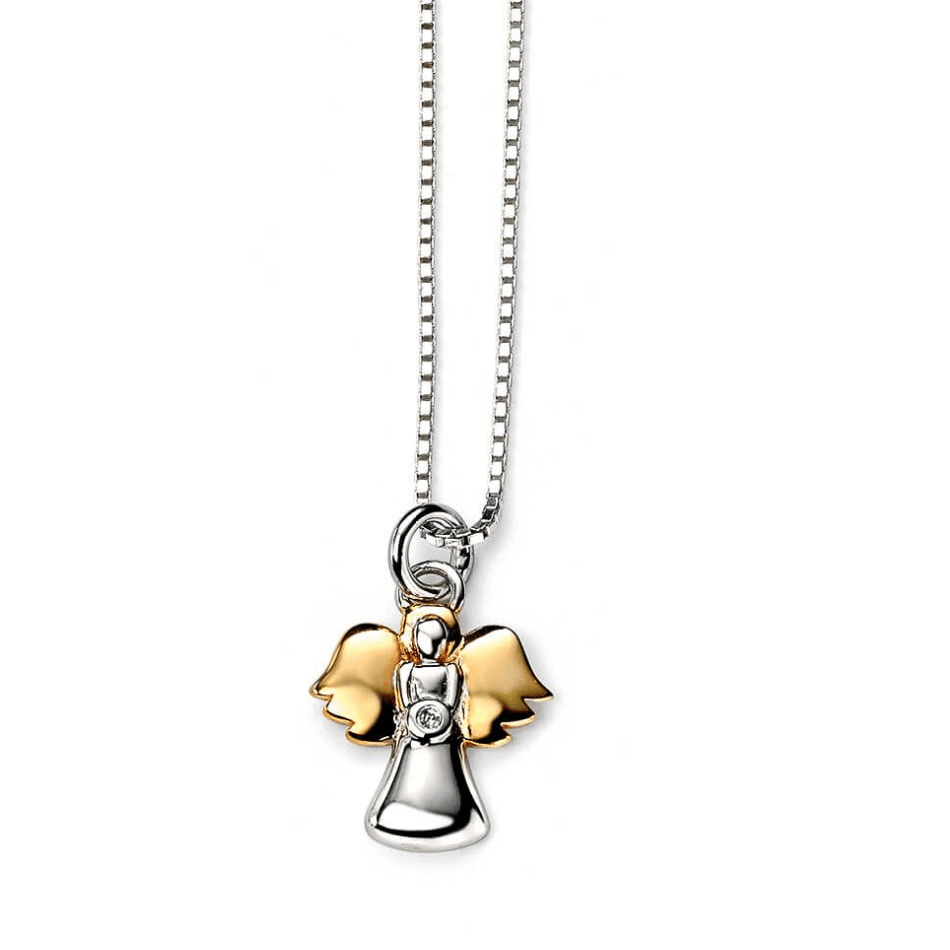D for Diamond Sterling Silver And Gold Plated Angel Diamond Pendant