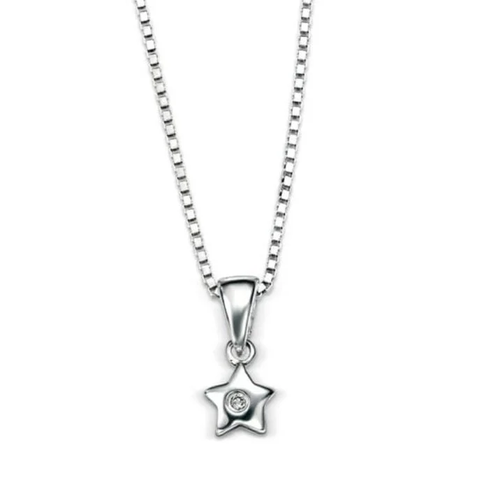 D for Diamond Silver Star Necklace