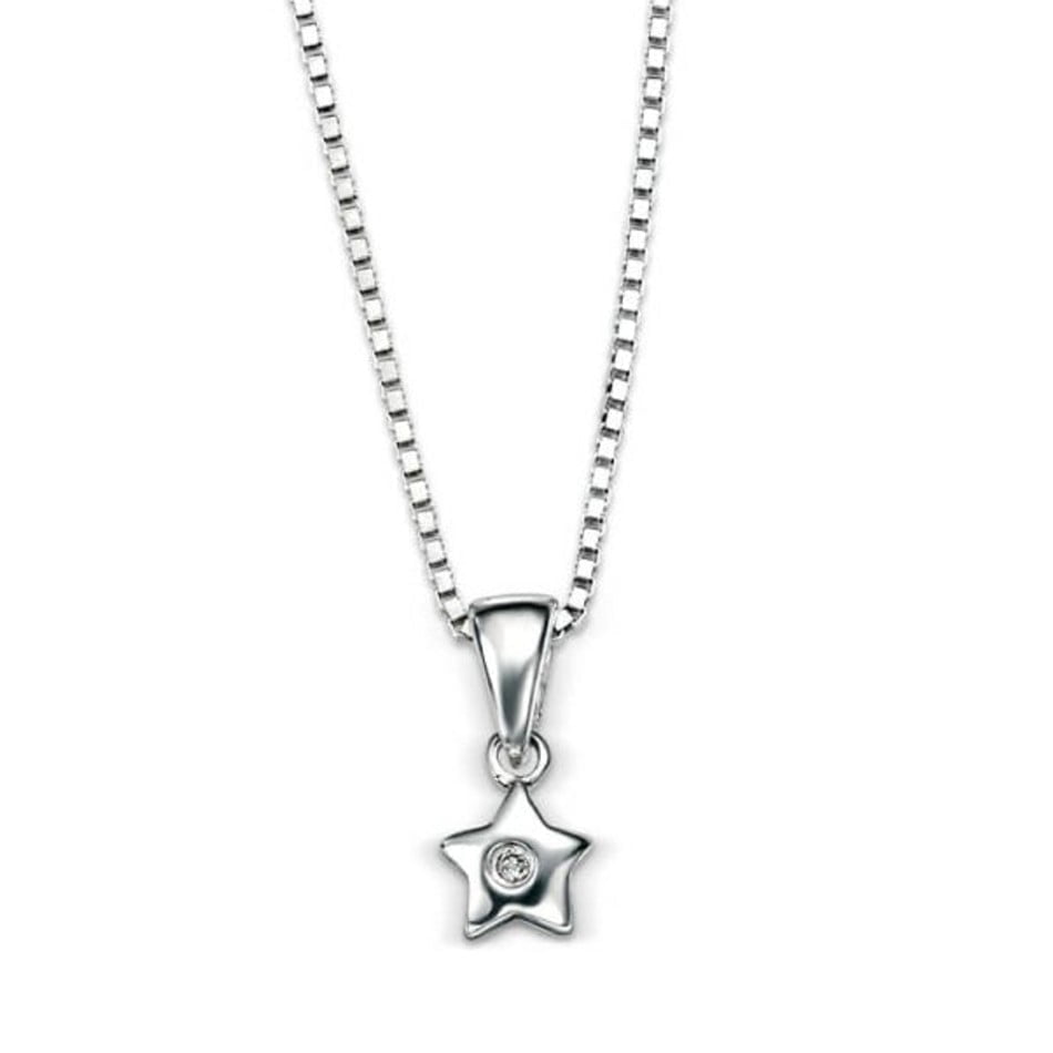 D for Diamond Children's Silver Star Necklace