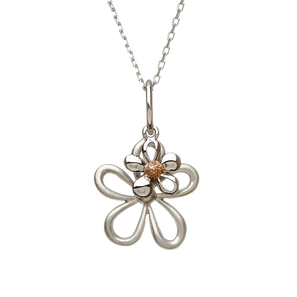 House Of Lor Silver & Irish Rose Gold Double Petal Necklace