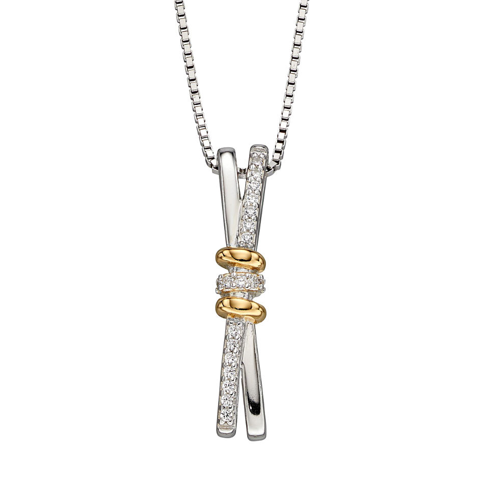 Fiorelli Silver & Yellow Gold Plated Cubic Zirconia Connected Rings Pendant