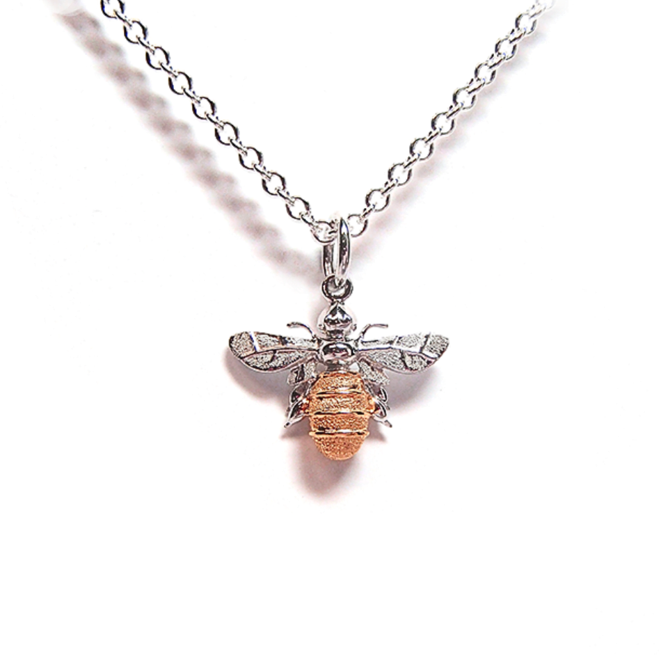 Lydia's Bees Rose Gold & Silver Mini Honeybee Necklace