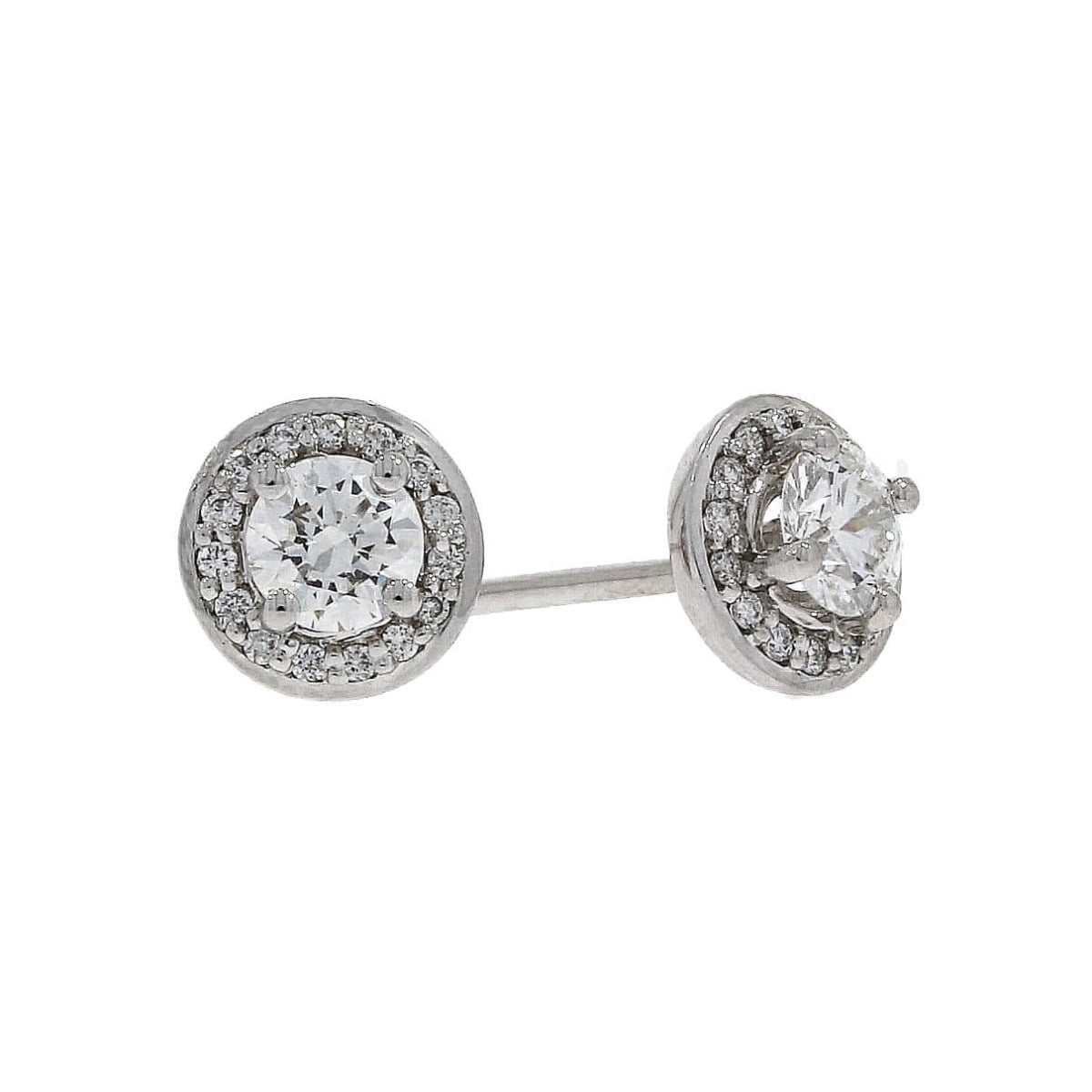 0.49ct Diamond Halo 18ct White Gold Stud Earrings