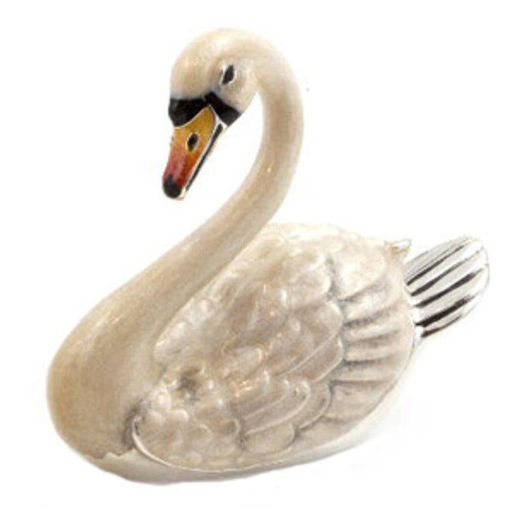Saturno Silver Enamelled Swan Ornament