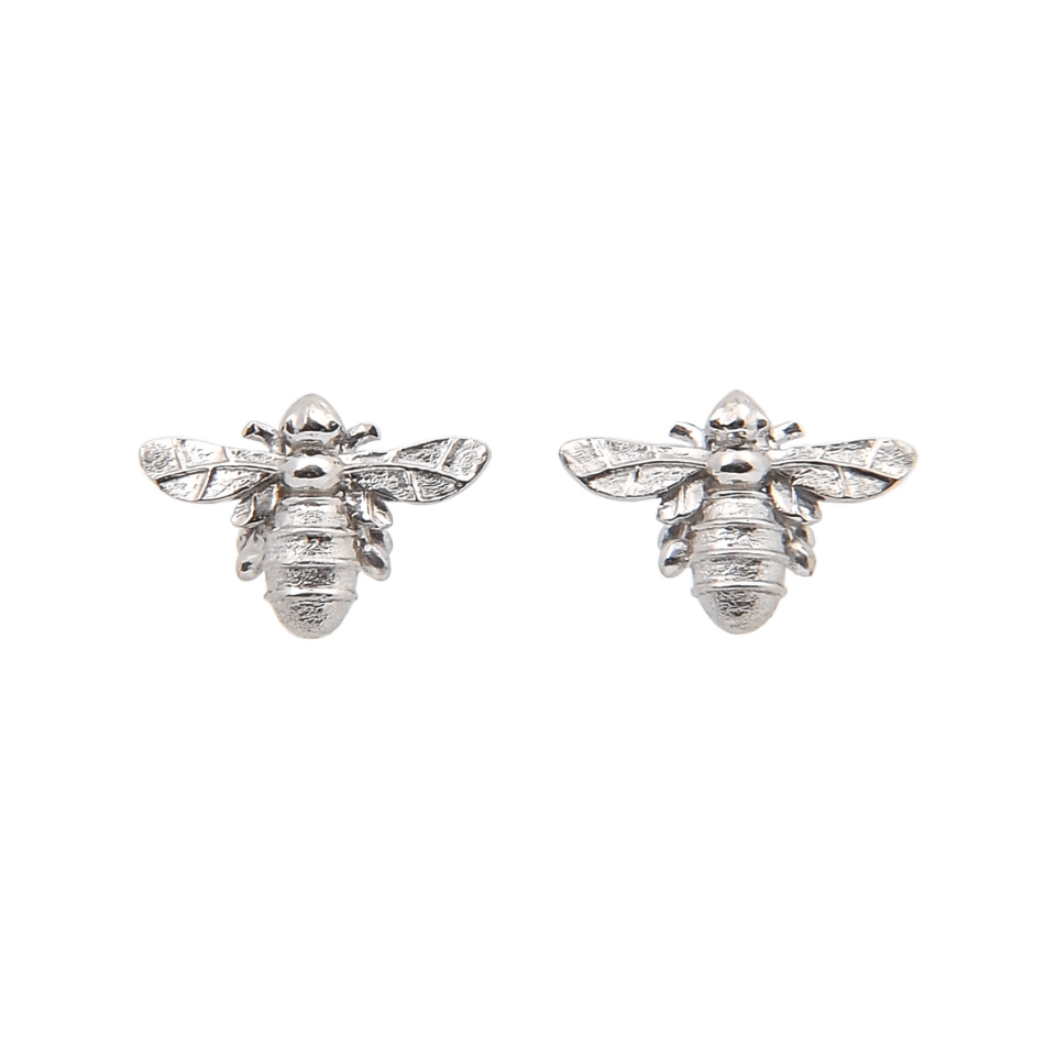 Lydia's Bees Silver Honeybee Stud Earrings