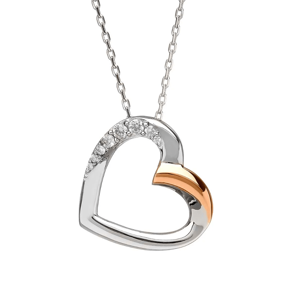 House Of Lor Silver & Irish Rose Gold Slider Heart Necklace