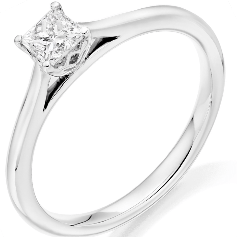 18ct White Gold 0.30ct Princess-Cut Diamond Solitaire Ring