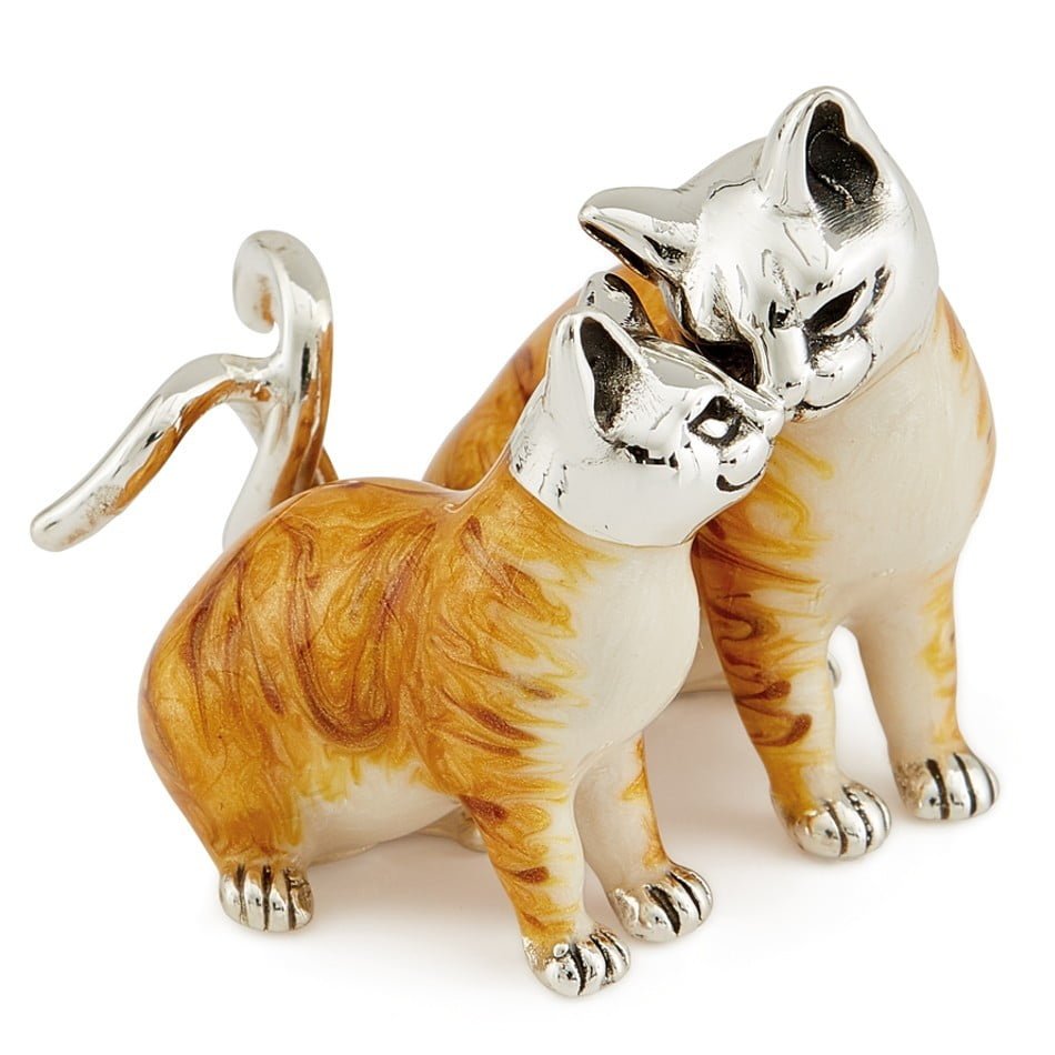 Saturno Sterling Silver Ginger Cat Couple Ornament