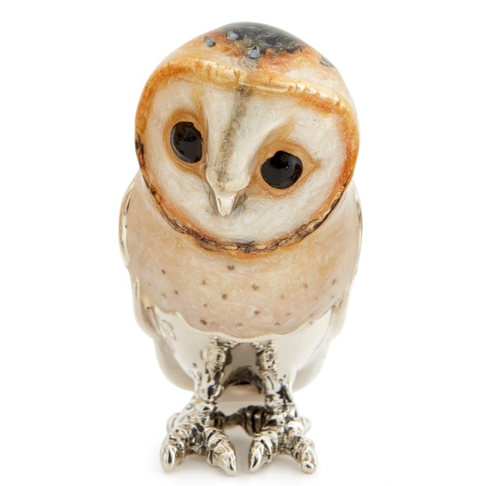 Saturno Sterling Silver Enamel Medium Barn Owl Ornament
