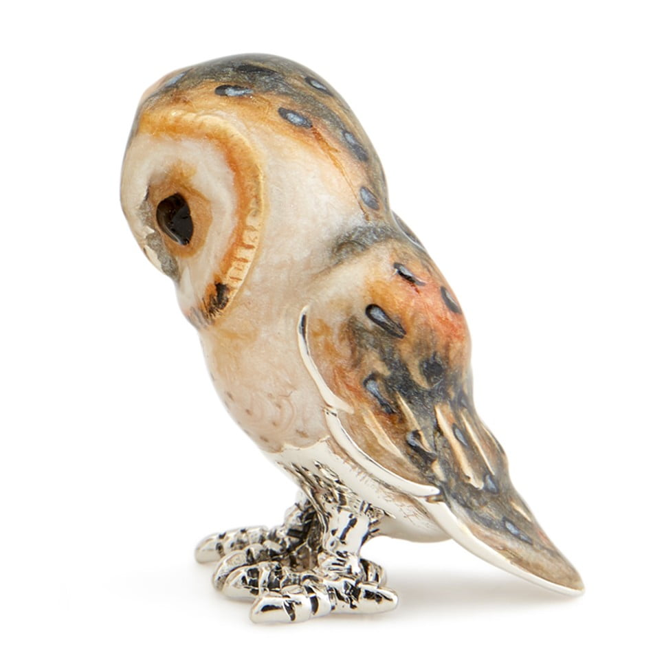 Saturno Sterling Silver Enamel Small Barn Owl Ornament
