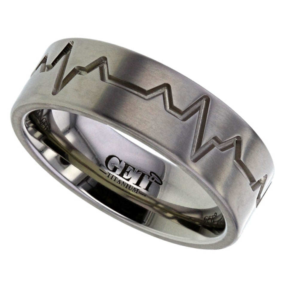 GETi Double Heartbeat Design Titanium Flat Profile Ring