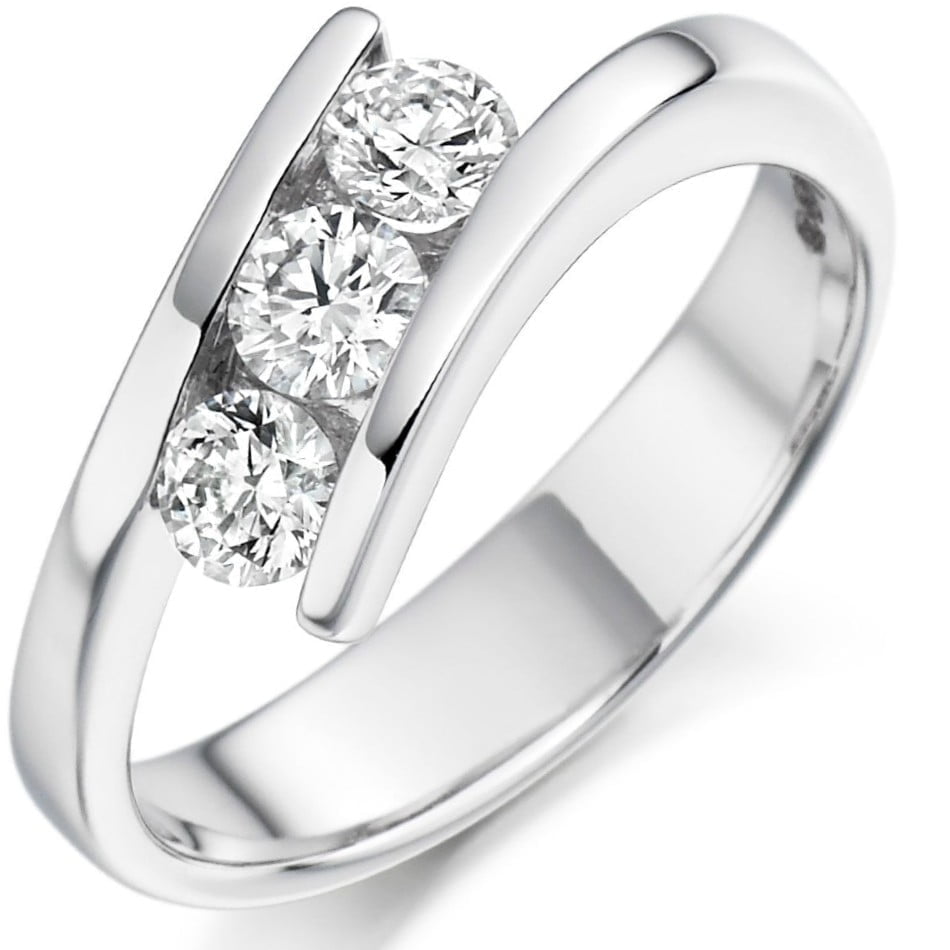 18ct White Gold 0.55ct Three Stone Diamond Trilogy Engagement Ring