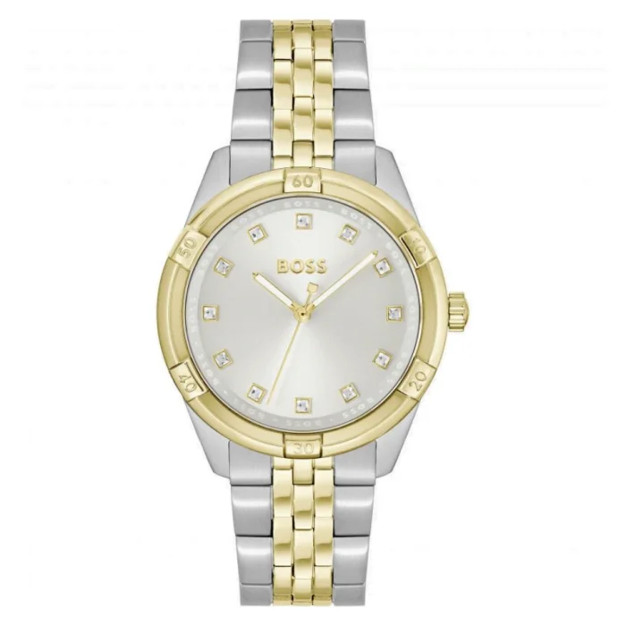 BOSS Ladies Rhea Two-Toned Quartz Watch with crystals