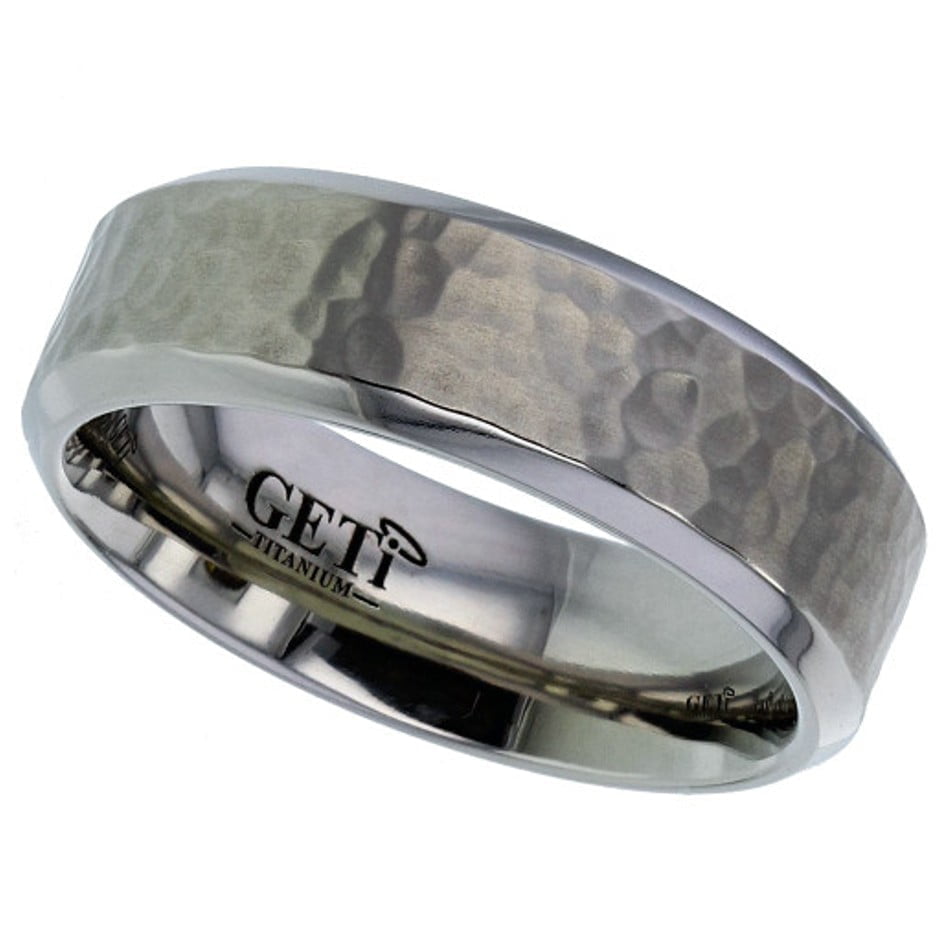 GETi Hammered Centre Titanium Flat Profile Ring