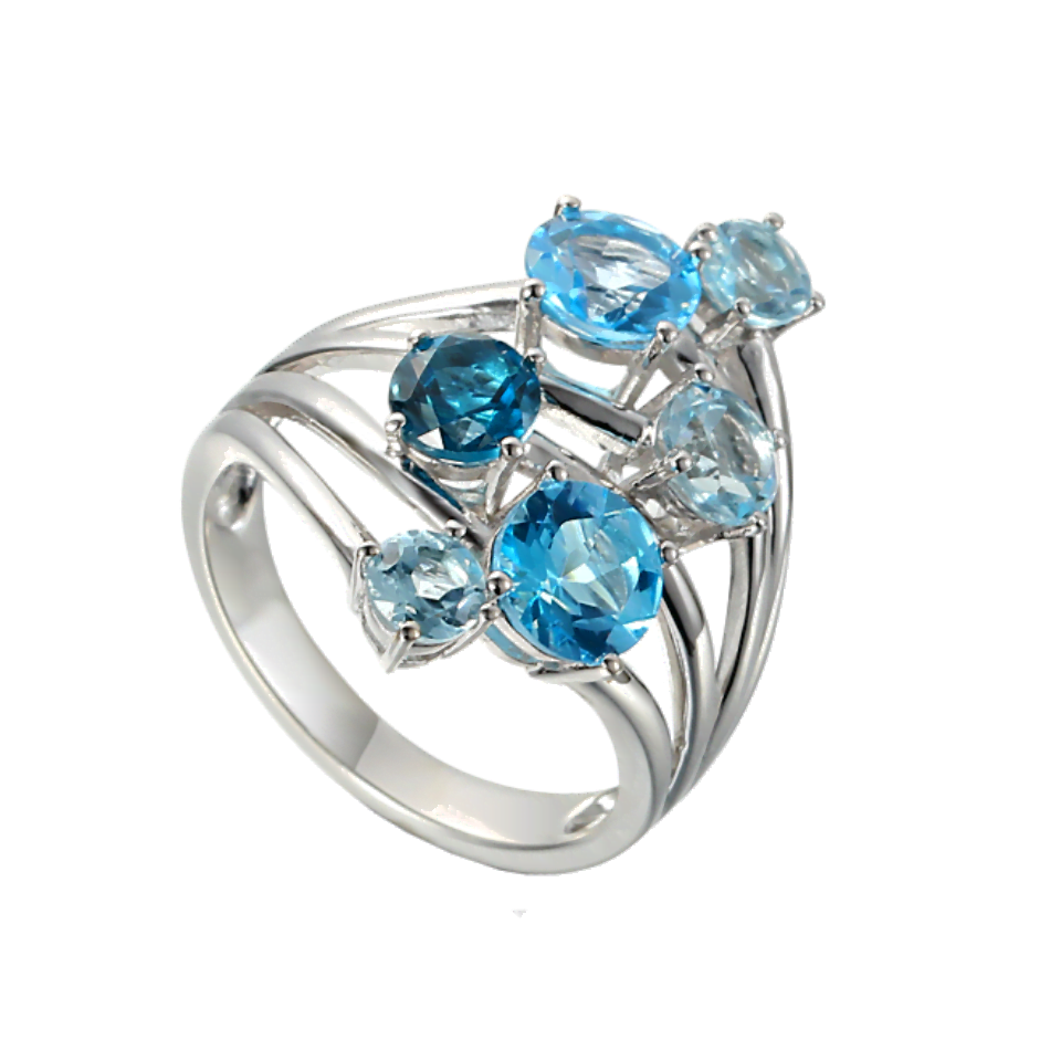 Amore Sterling Silver Interlace Blue Topaz Ring