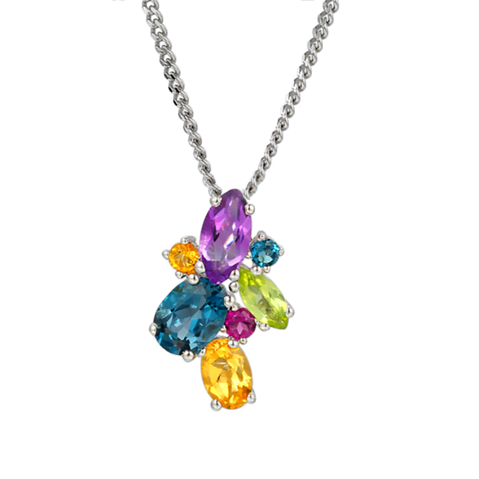 Amore Sterling Silver Rainbow Cocktail Necklace