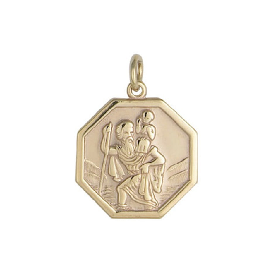 Curteis 9ct Yellow Gold Octagonal St Christopher Pendant
