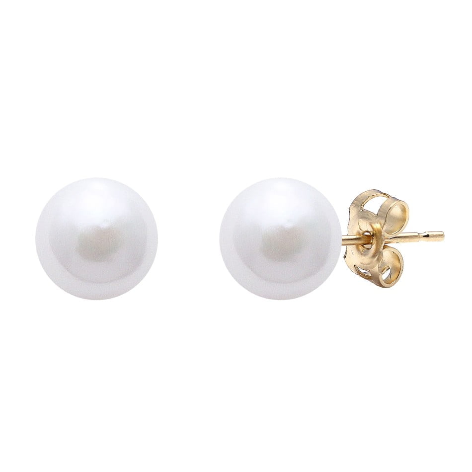Raw Pearls 9ct Yellow Gold 7mm Cultured Akoya Pearl Stud Earrings
