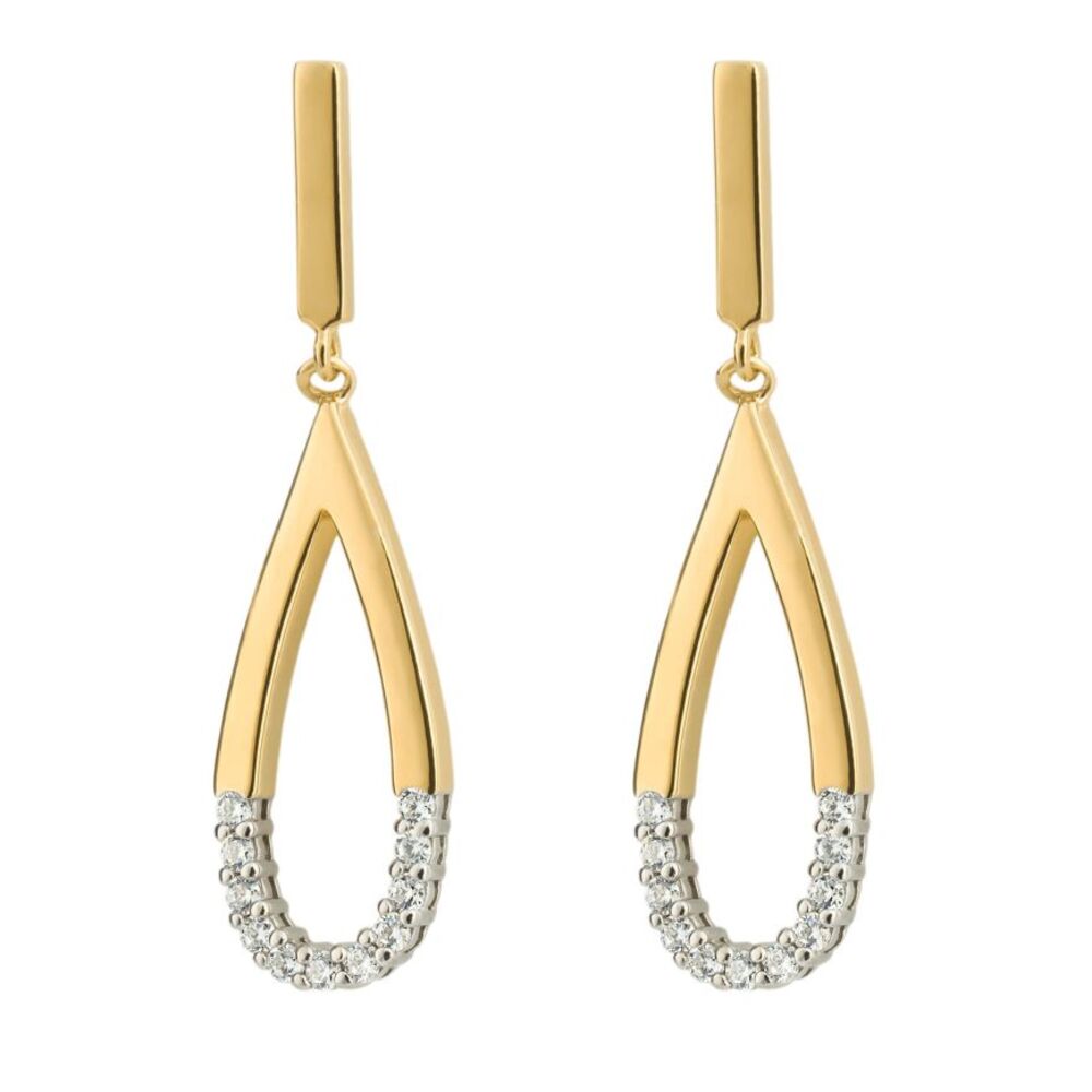 Fiorelli Recycled Silver & Yellow Gold Plated Cubic Zirconia Teardrop Earrings