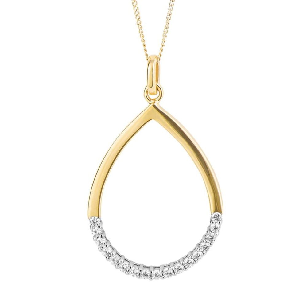 Fiorelli Recycled Silver & Yellow Gold Plated Cubic Zirconia Teardrop Pendant