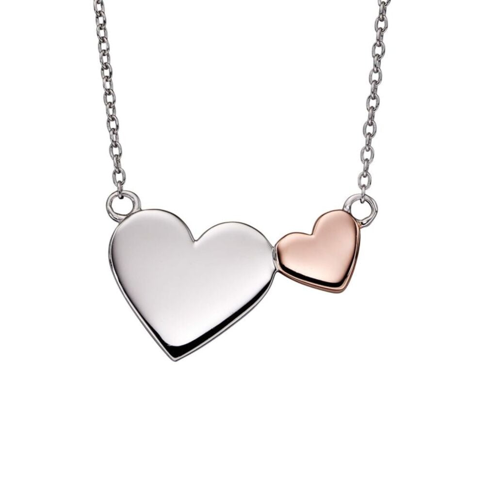 Fiorelli Silver & Rose Gold Plated Double Heart Necklace