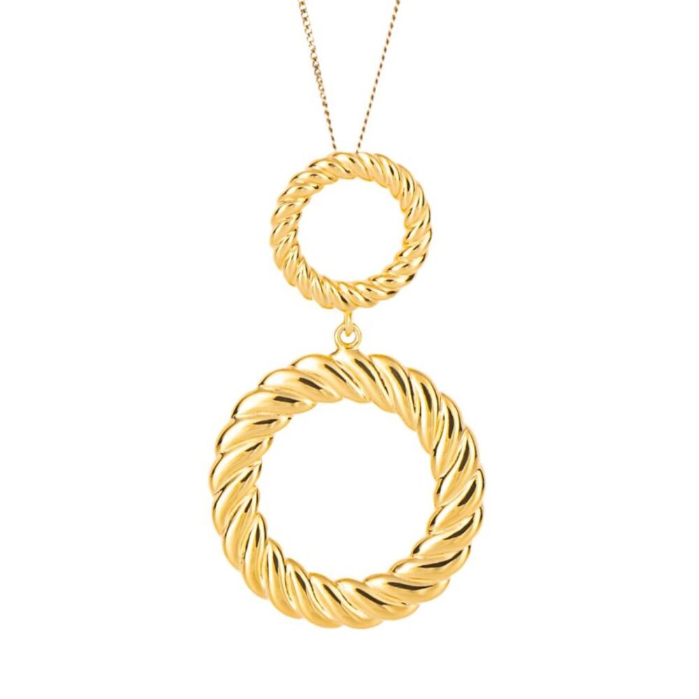 Fiorelli Silver & Yellow Gold Plated Open Circle Rope Pattern Pendant