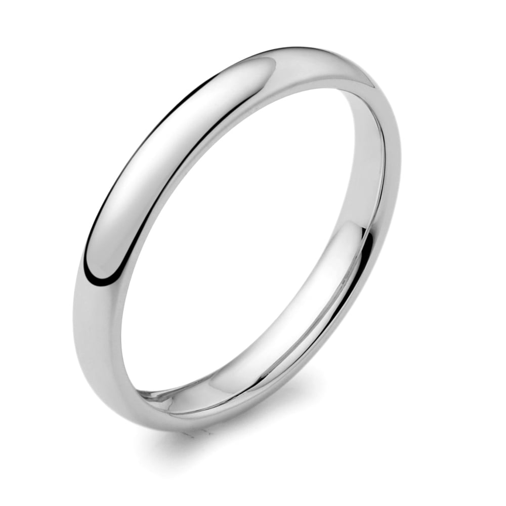 9ct White Gold 2.5mm Light Court Ladies Wedding Ring