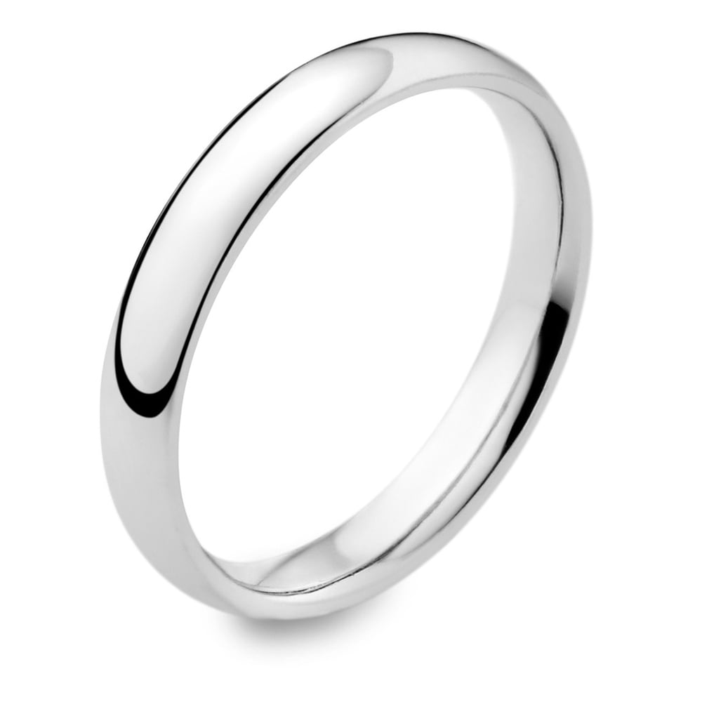 9ct White Gold 3mm Light Court Ladies Wedding Ring