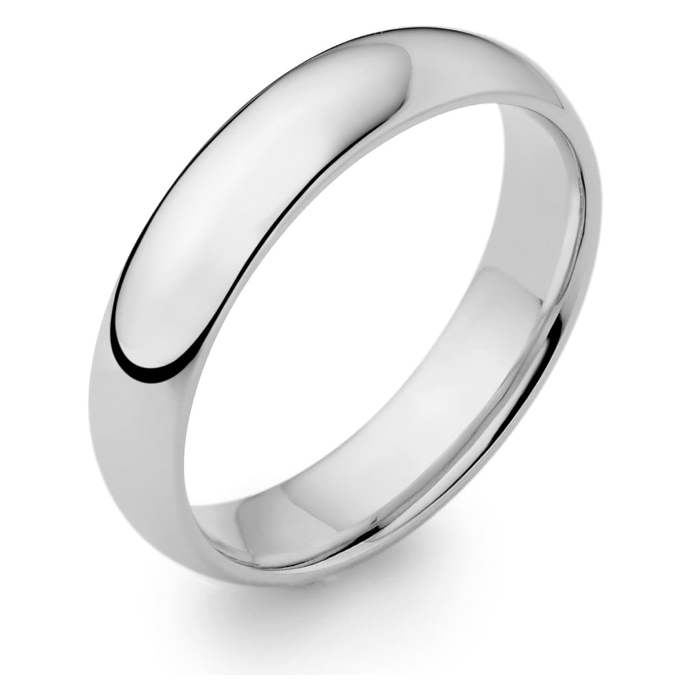 9ct White Gold 5mm Light Court Mens Wedding Ring