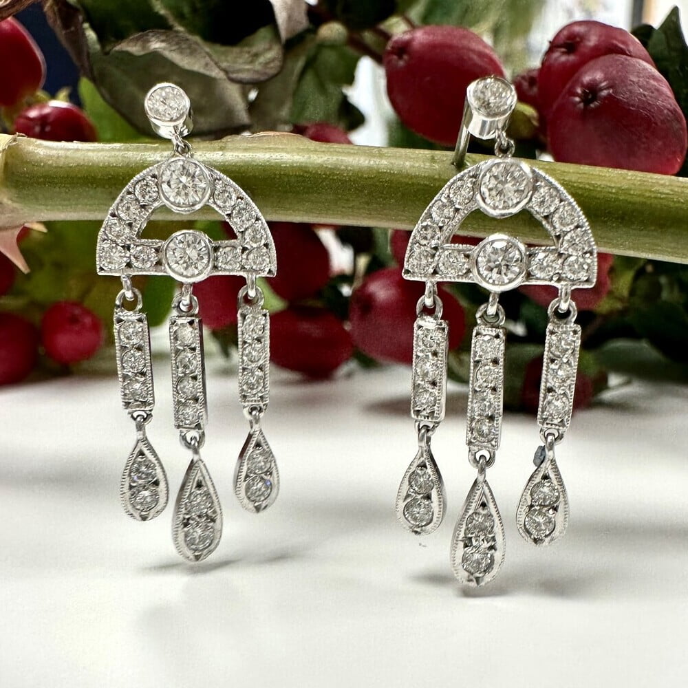 Pre-Owned 18ct White Gold 1.25ct Diamond Drop Earrings