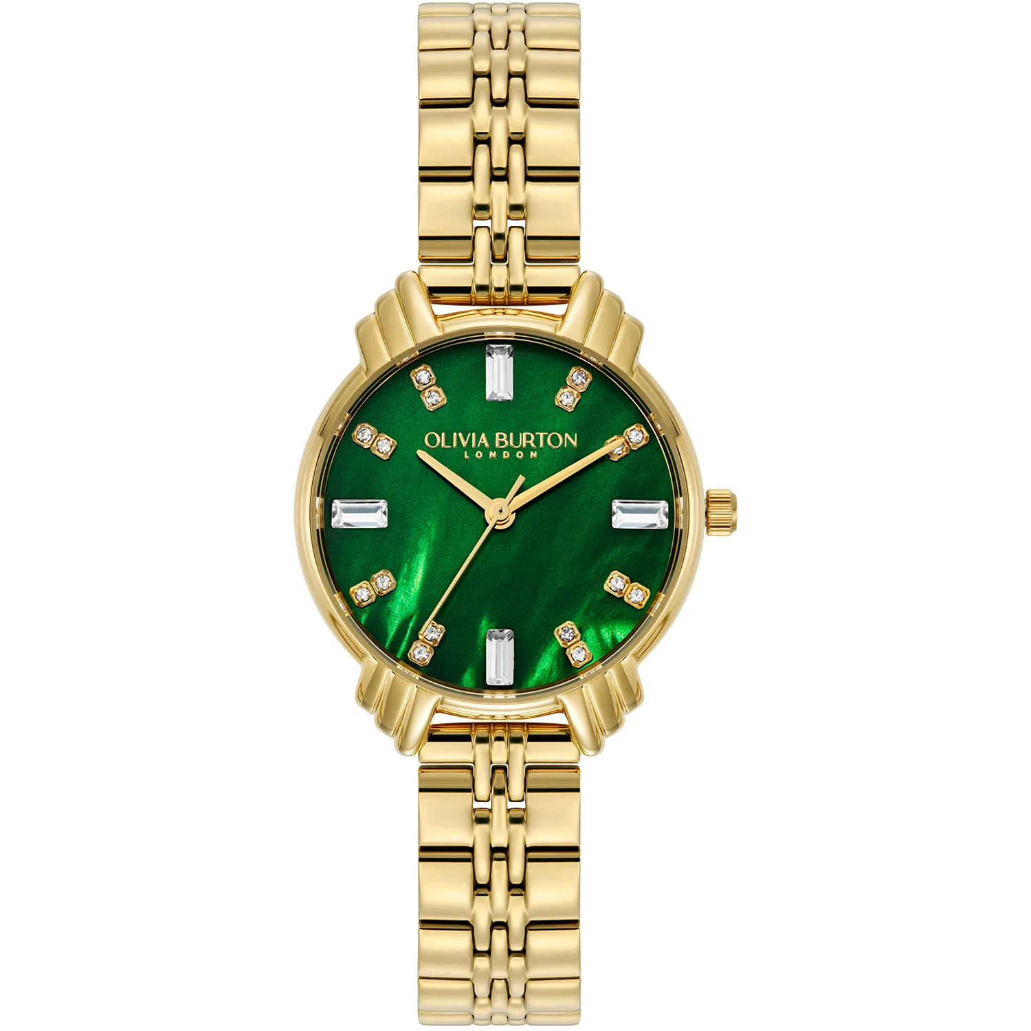 Olivia Burton Art Deco Emerald & Gold Crystal Watch
