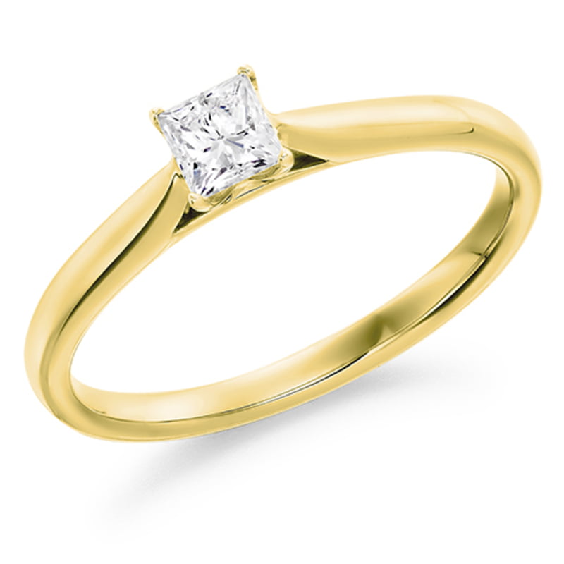 18ct Yellow Gold Princess Cut 0.23ct Diamond Solitaire Engagement Ring