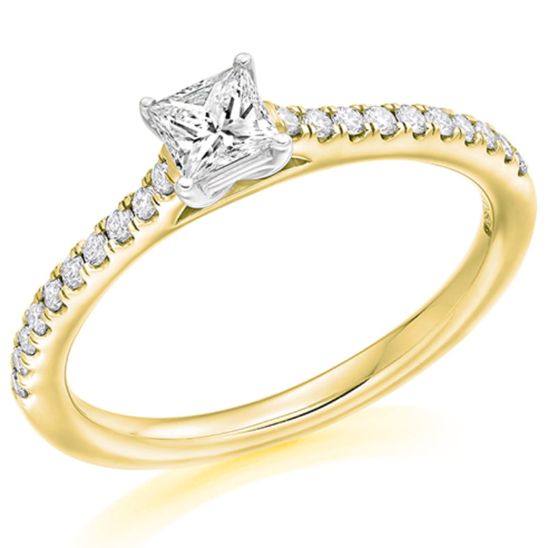18ct Yellow Gold Princess Cut 0.30ct Diamond Solitaire Engagement Ring