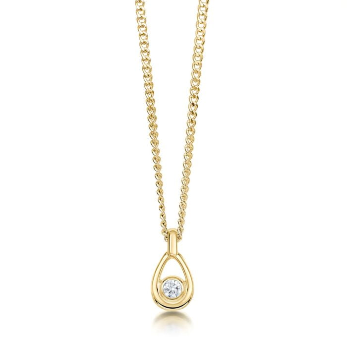 Arctic Stream 9ct Gold Diamond Droplet Necklace
