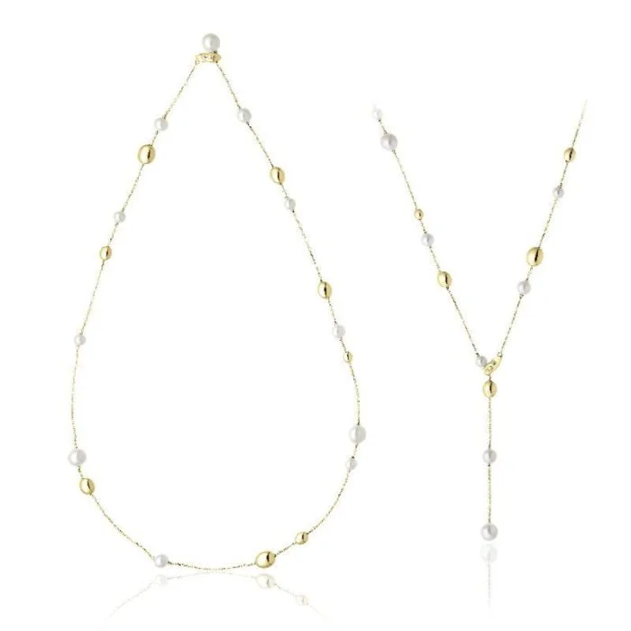 Chimento Armillas Acqua Pearl 18ct Gold Pearl Disc Necklace