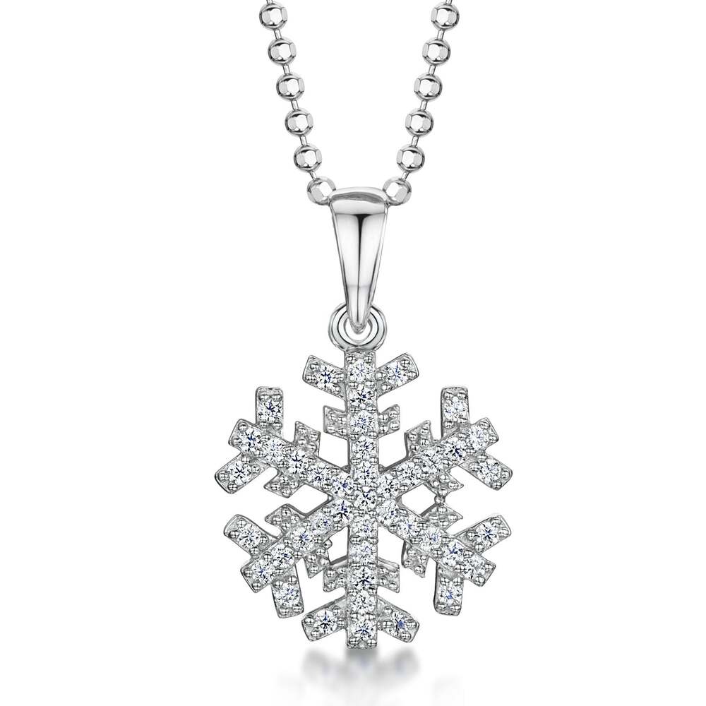 Jools By Jenny Brown Sterling Silver Snowflake Pendant With Cubic Zirconia Stones