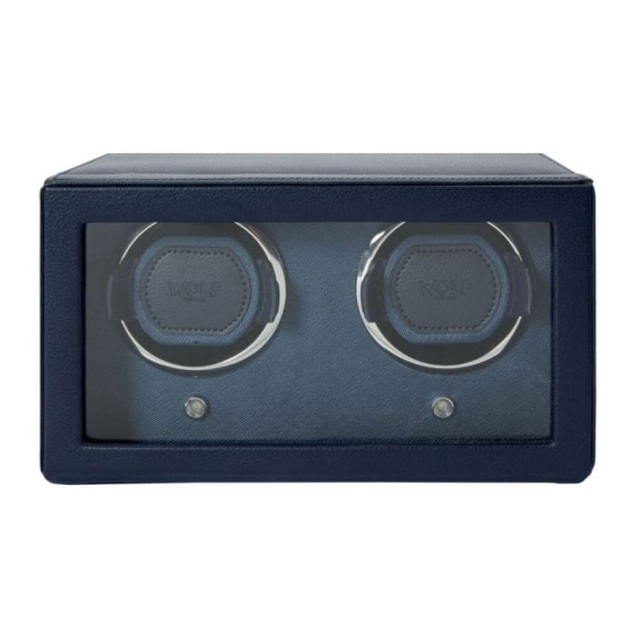 WOLF Cub Navy Vegan Leather Double Watch Winder
