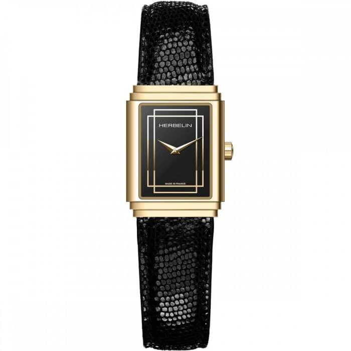 Michel Herbelin Ladies 1925's Art Deco Black and Gold Watch