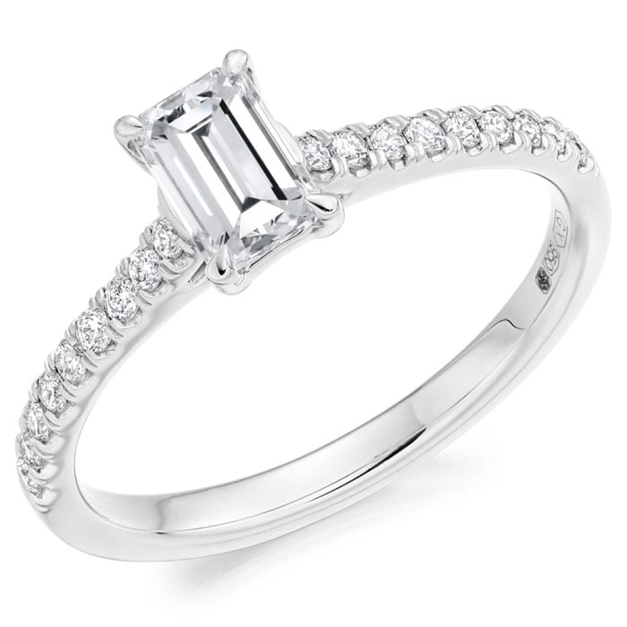 Platinum Emerald Cut Diamond Solitaire Engagement Ring