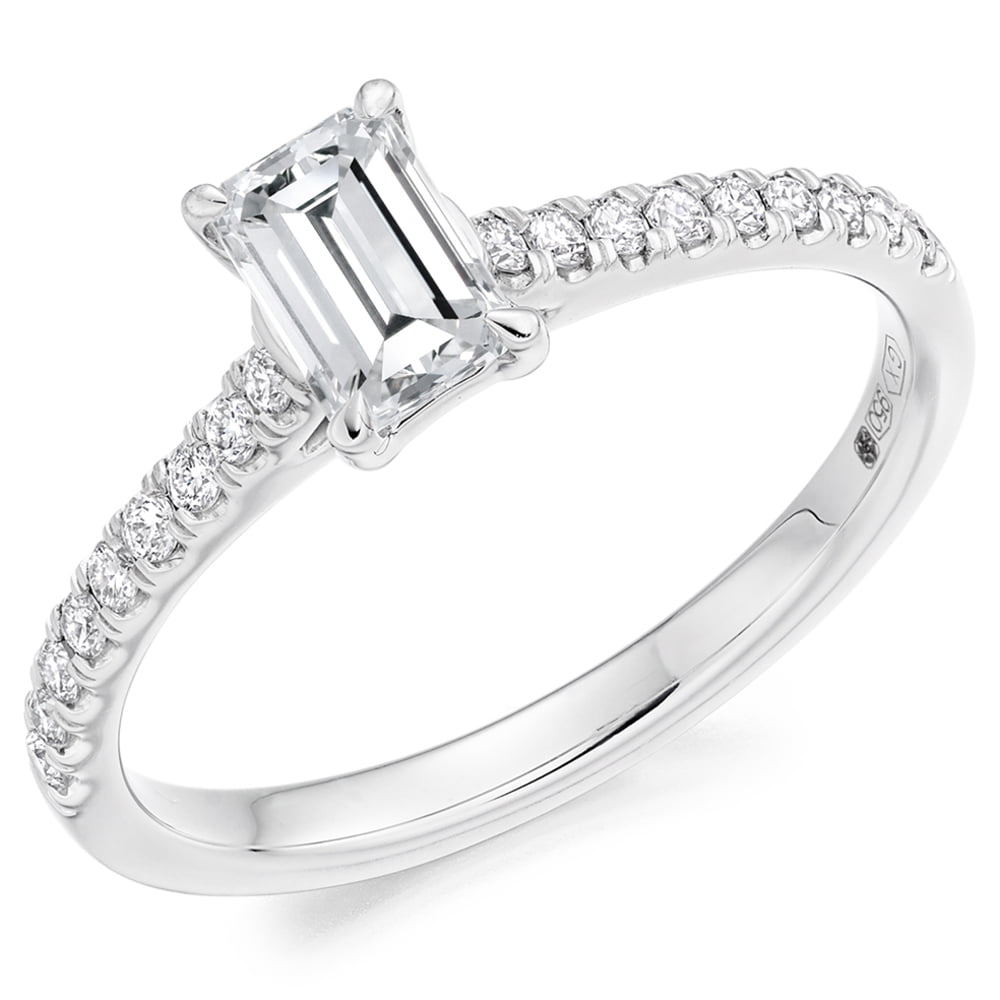 Platinum 0.50ct Emerald Cut Diamond Solitaire Engagement Ring