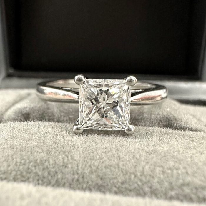 Second Hand Platinum Princess Cut Diamond Solitaire Ring