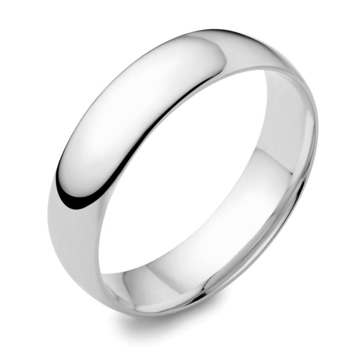 6mm White Gold Mens Wedding Band | Light Court Wedding Ring