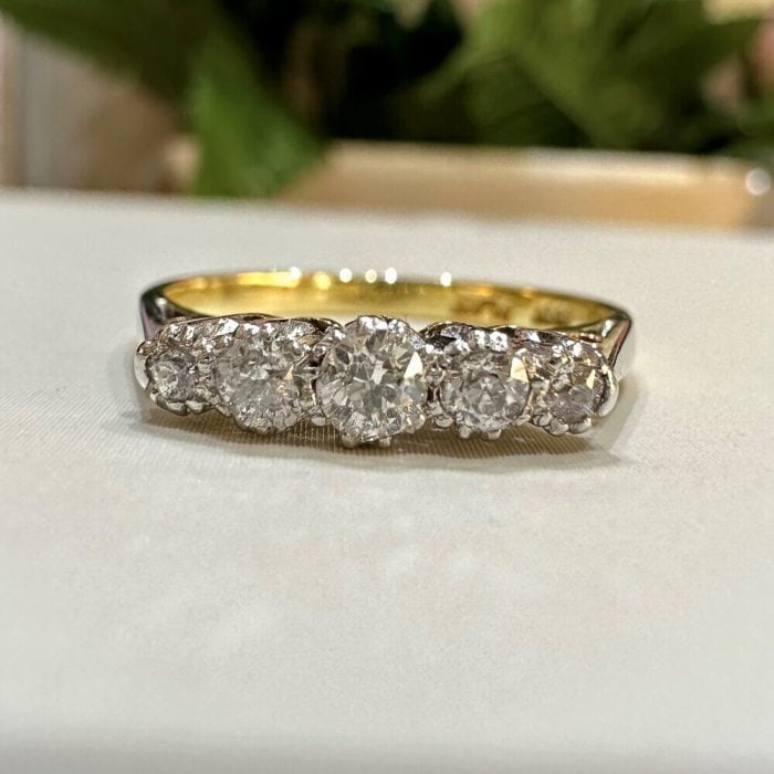 Pre-Owned 18ct Gold and Platinum Five Stone Diamond Ring