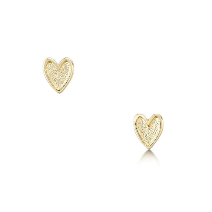 Sheila Fleet 9ct Yellow Gold Heart Stud Earrings