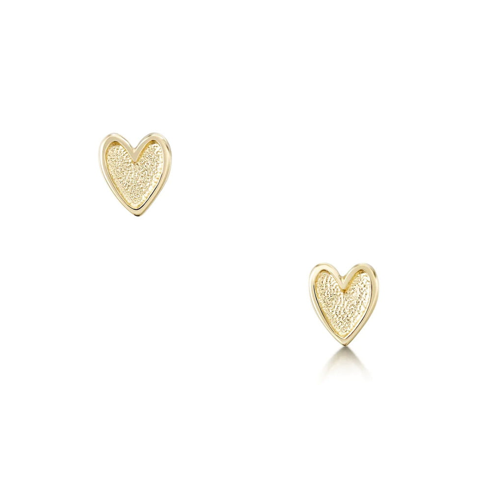 Sheila Fleet Secret Hearts 9ct Yellow Gold Heart Stud Earrings