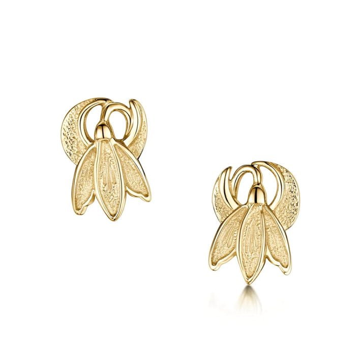 Sheila Fleet 9ct Gold Small Snowdrop Stud Earrings